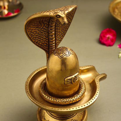 Brass Superfine Shivling/Shivlingam Idol (9 Inch)