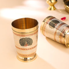 Brass Hand Painted Glass Pair (4.2 Inch)
