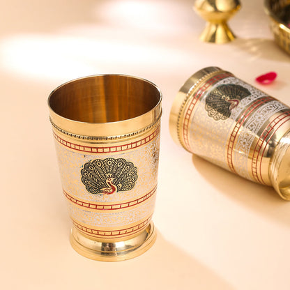 Brass Hand Painted Glass Pair (4.2 Inch)