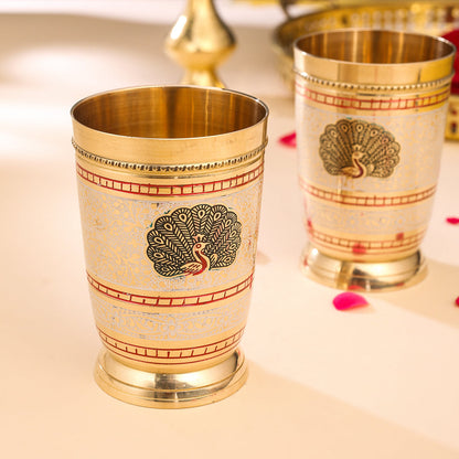 Brass Hand Painted Glass Pair (4.2 Inch)