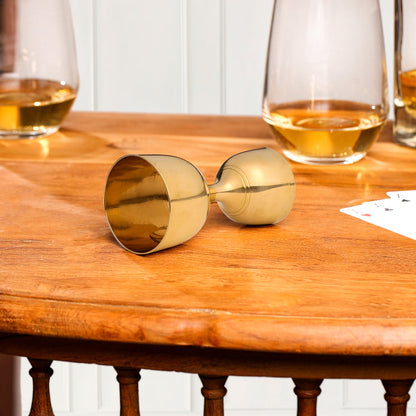 Brass Handcrafted Jigger 30/60ml with Velvet Gift Box (4 Inch)