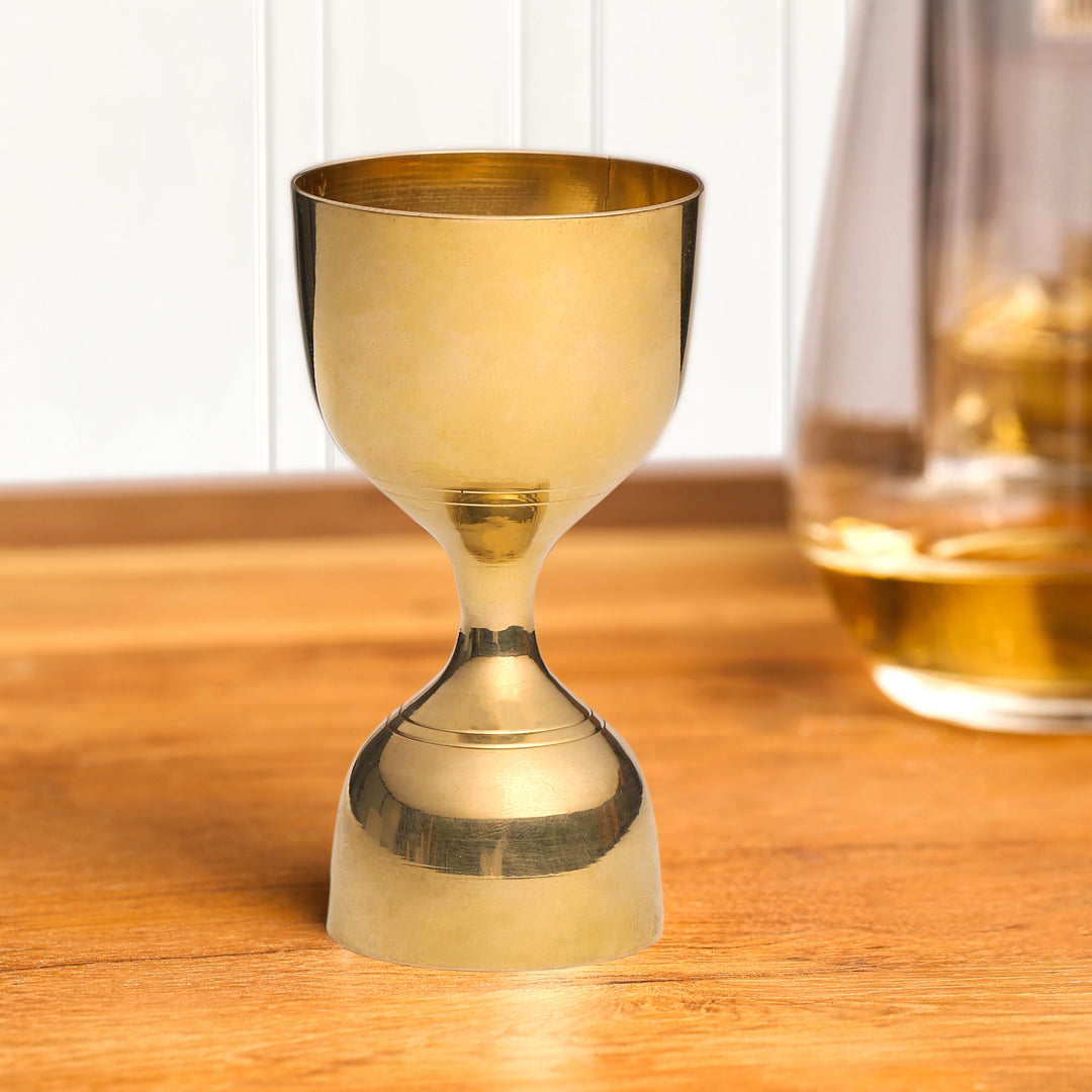 Brass Handcrafted Jigger 30/60ml with Velvet Gift Box (4 Inch)