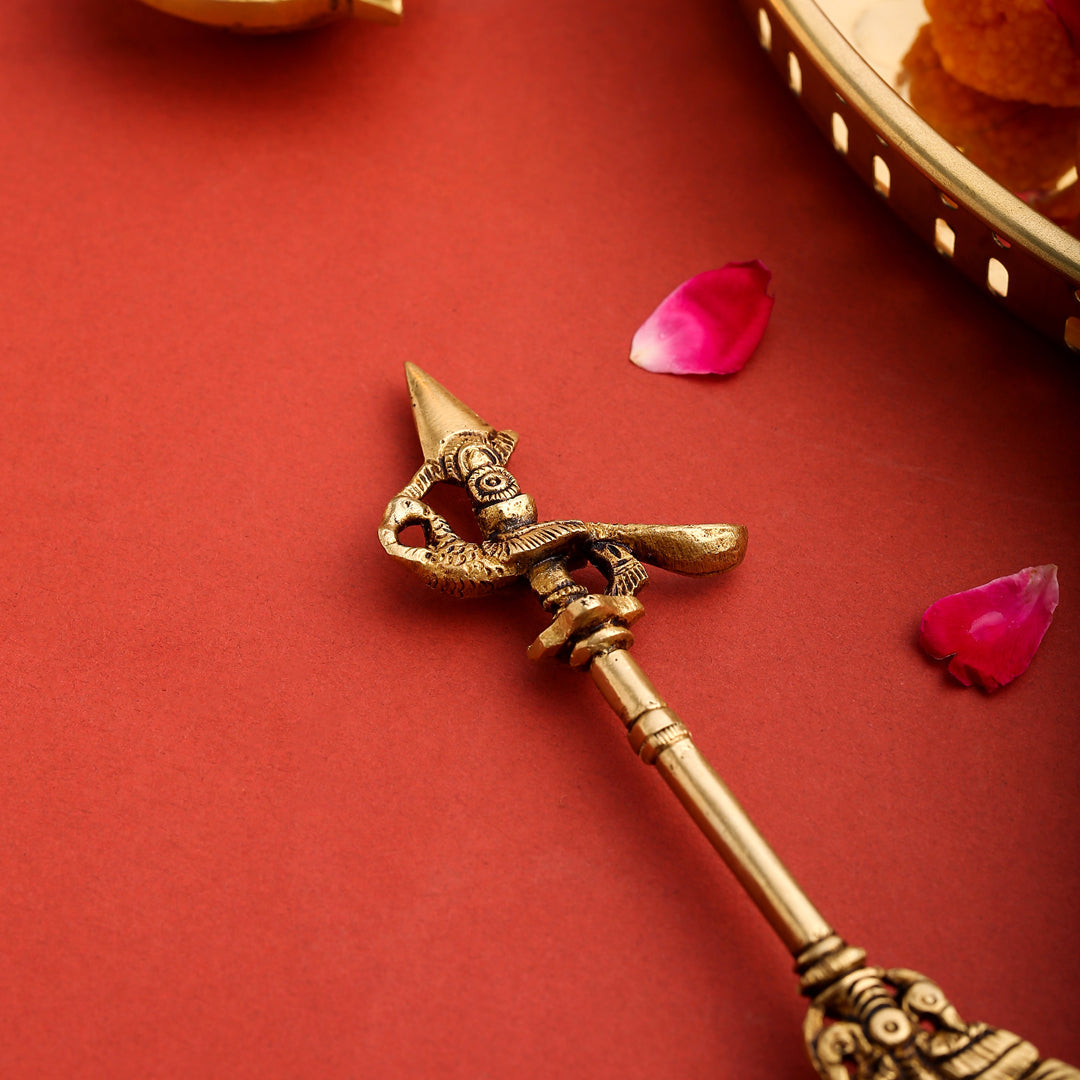 Brass Superfine Peacock Pooja Spoon (6.8 Inch)