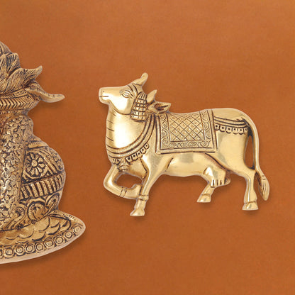 Brass Mangal Kalash With Cow Wall Hanging
