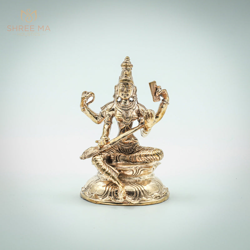 Saraswati 3.5 inches Panchalogam bronze idol