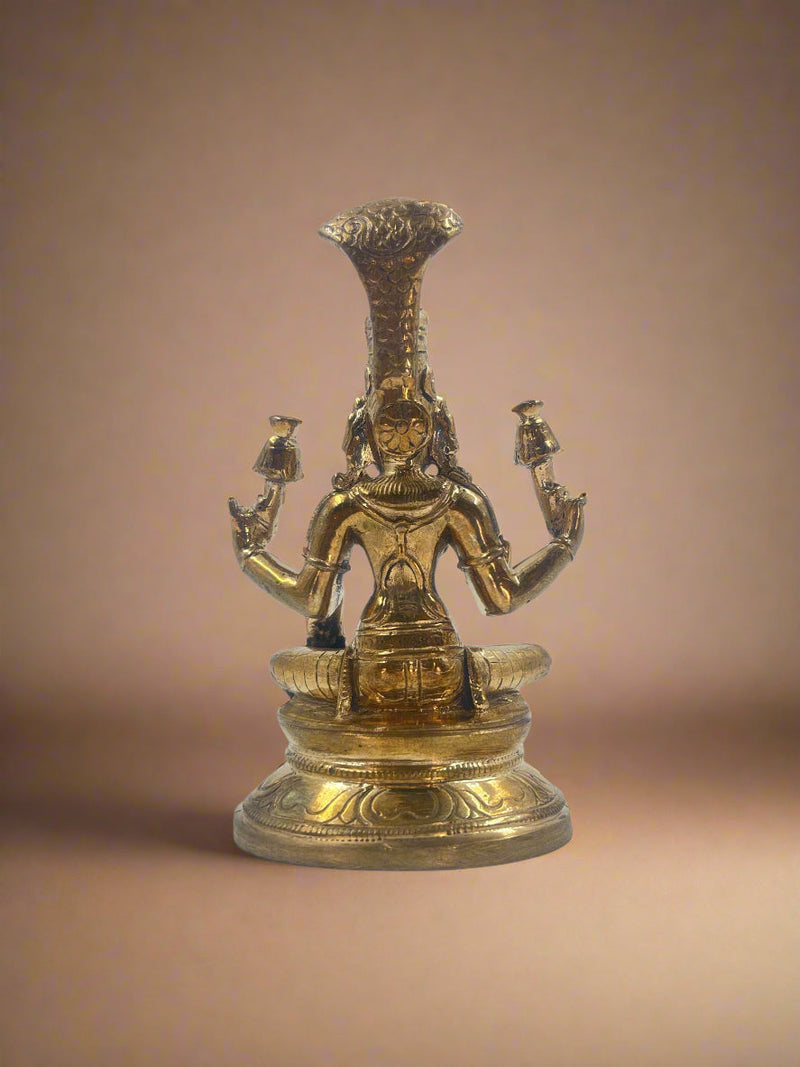 Lakshmi with Snake | 4-Inch Bronze Panchaloha Idol