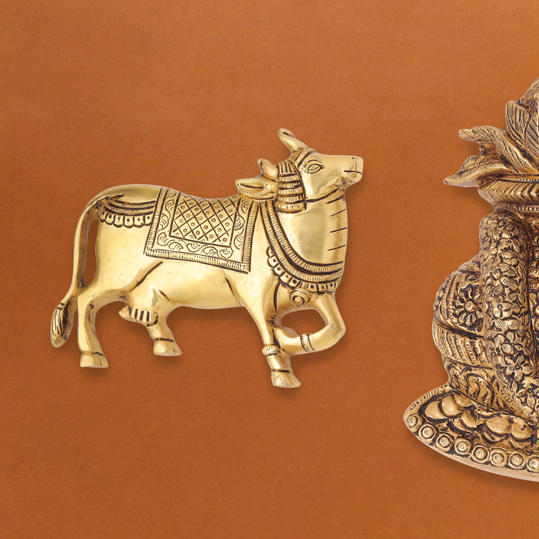Brass Mangal Kalash With Cow Wall Hanging