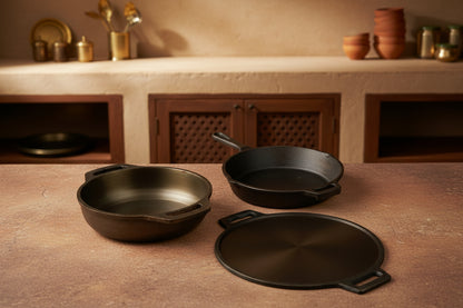 Cast Iron Combo ( Kadai + Dosa Tawa + Skillet )