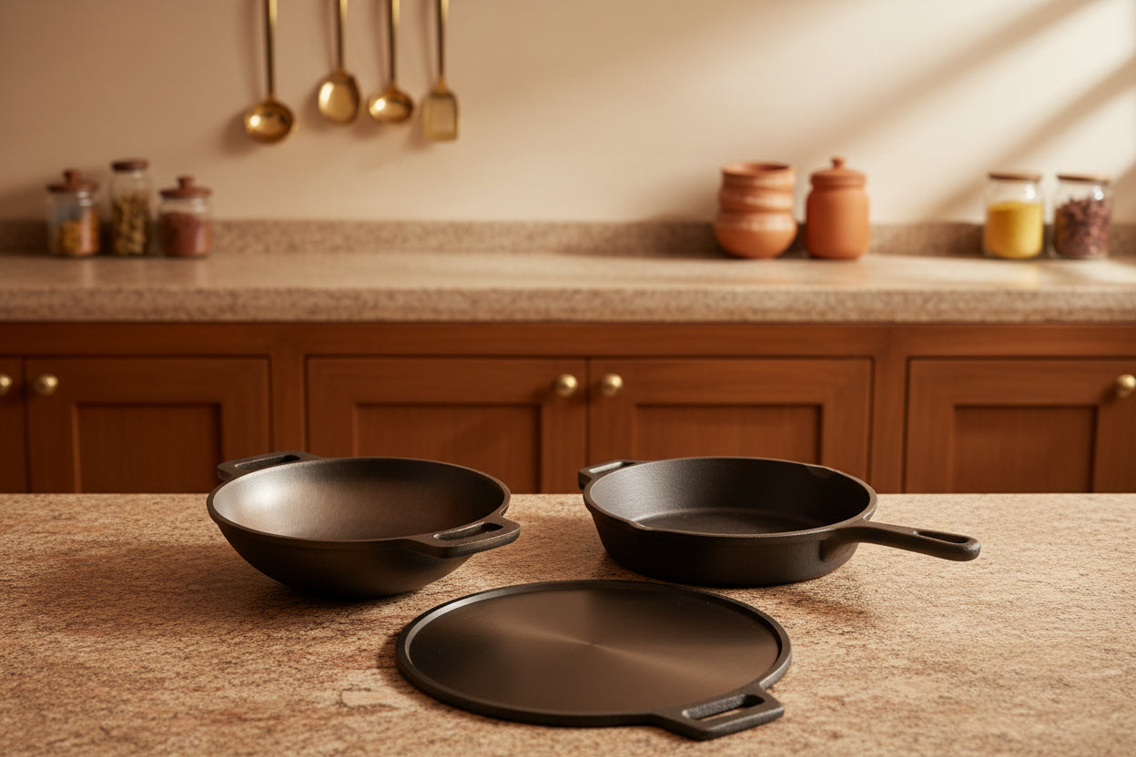 Cast Iron Combo ( Kadai + Dosa Tawa + Skillet )