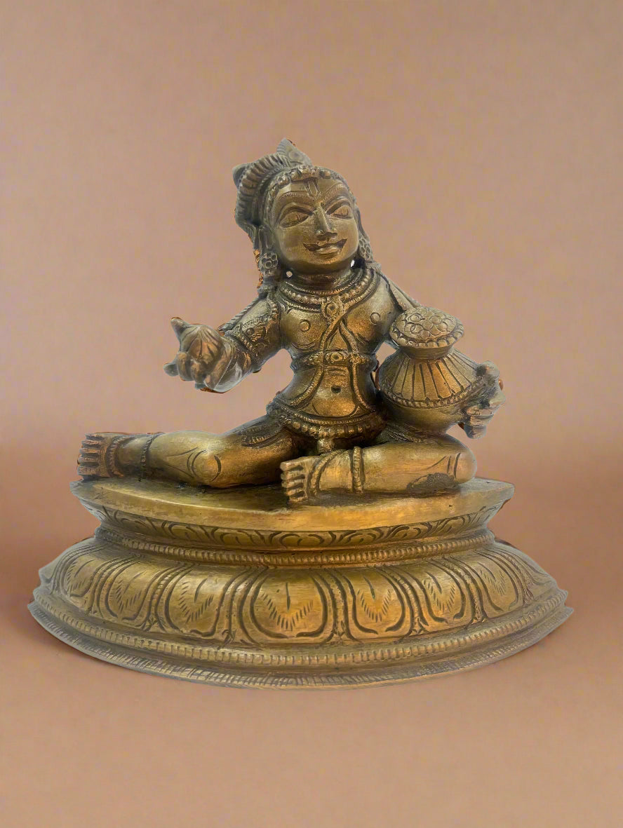 Pot Krishna 6-Inch Panchaloha Sculpture