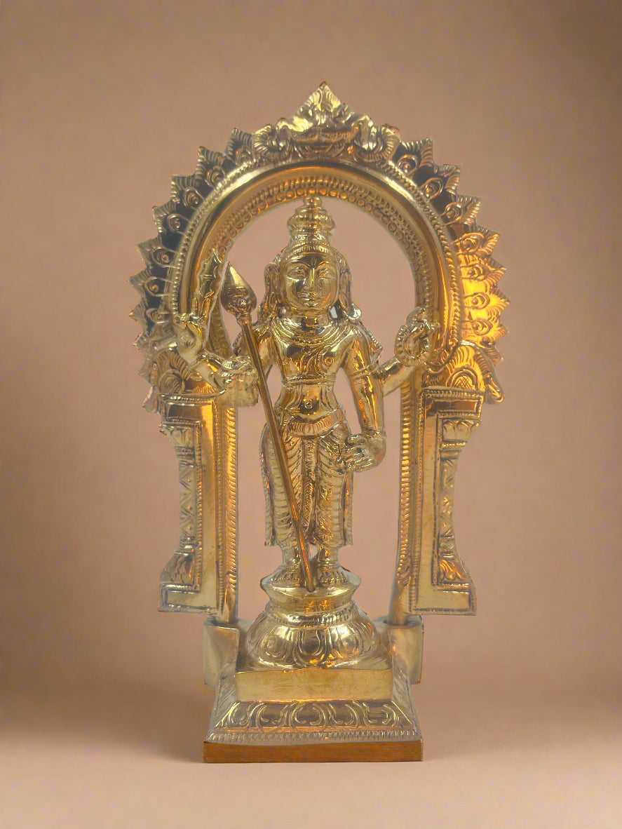 Thiruchendur Murugan with Arch 7-Inch Bronze Panchaloha Idol