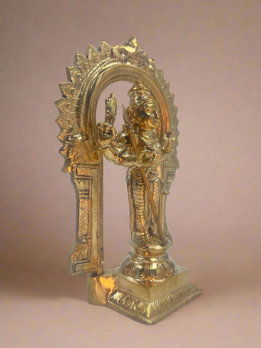Thiruchendur Murugan with Arch 7-Inch Bronze Panchaloha Idol