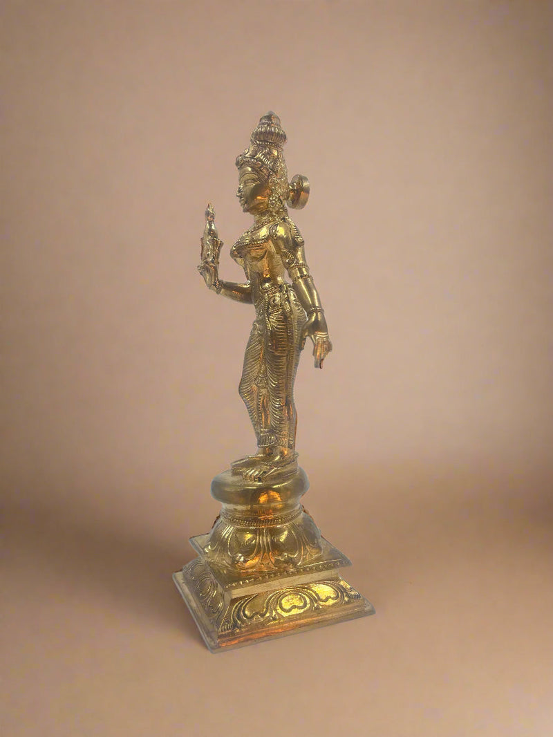 Meenakshi 9-Inch Bronze Idol | Sacred Panchaloha Sculpture