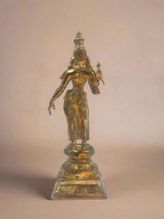 Meenakshi 9-Inch Bronze Idol | Sacred Panchaloha Sculpture