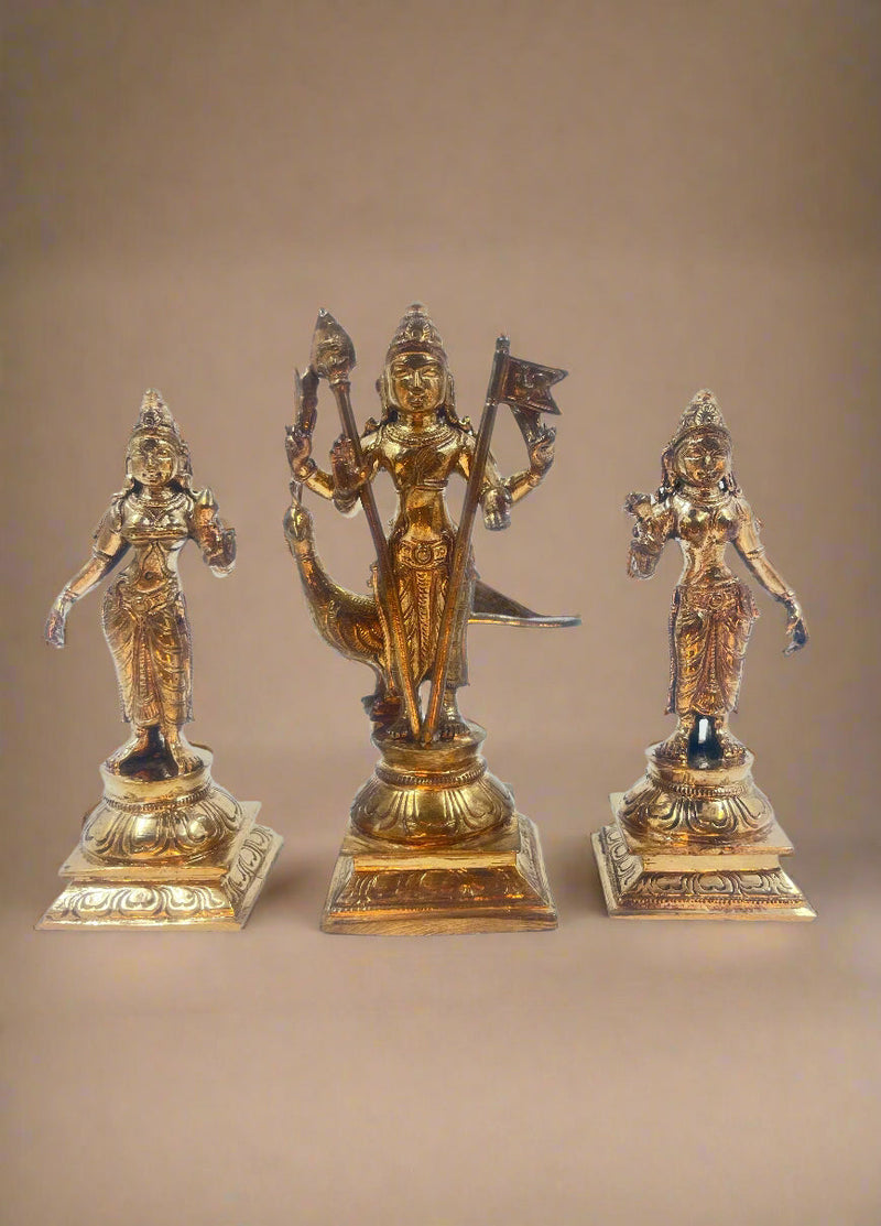 Murugan Valli Deivanai 4.5-inch Handcrafted Panchaloha Bronze Idol