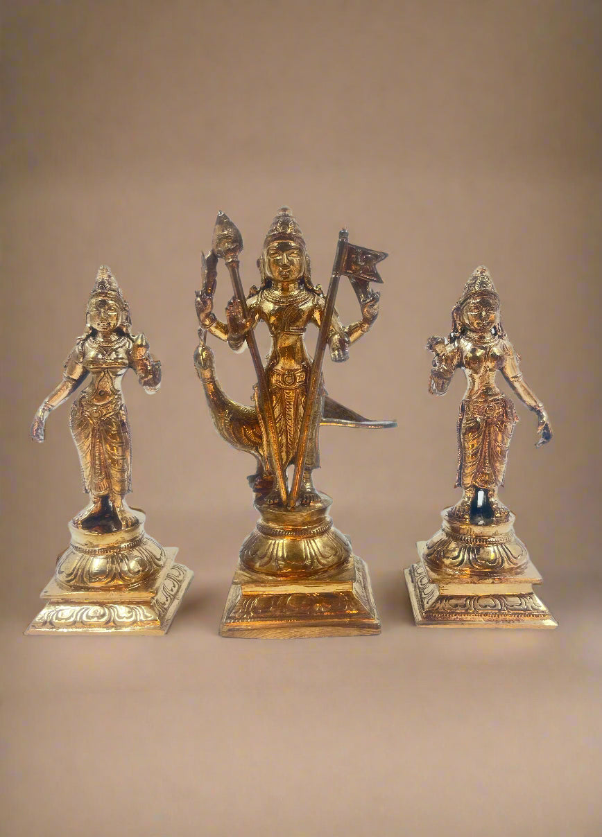 Murugan Valli Deivanai 4.5-inch Handcrafted Panchaloha Bronze Idol