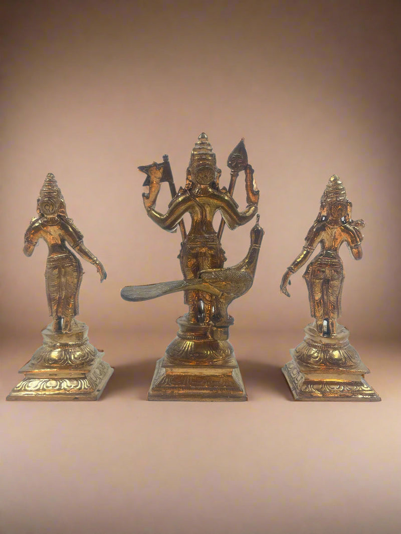 Murugan Valli Deivanai 4.5-inch Handcrafted Panchaloha Bronze Idol