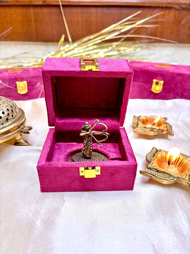 Brass Handcrafted Ram Idol with Velvet Gift Box (2.5 Inch)