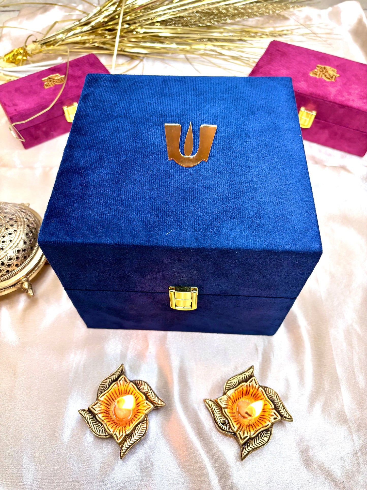 Brass Handcrafted Kalash with Velvet Box – Ashtalakshmi & Dashavatar