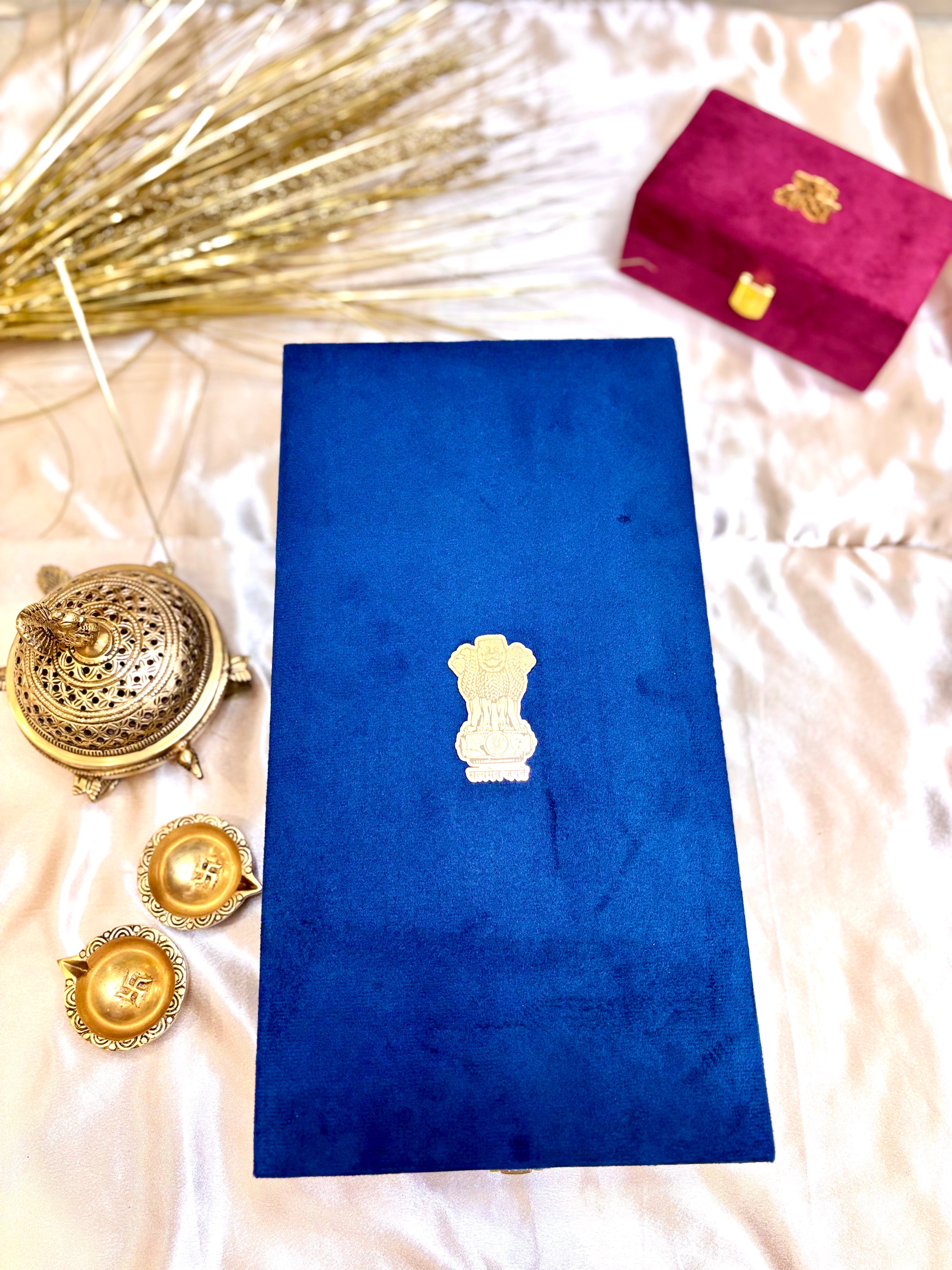 Brass National Single Flag Stand with Velvet Box – Premium Gift Hamper(13.5 Inch)