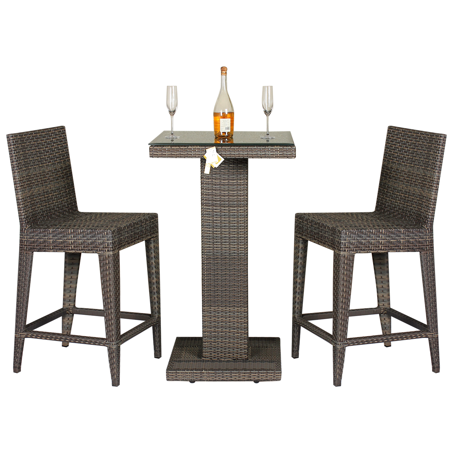 Meier Outdoor Patio Bar Sets 2 Chairs and 1 Table (Capicano)