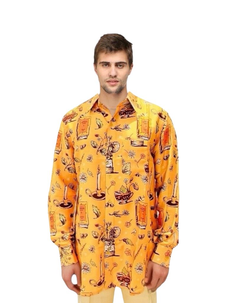 Relaxed Full Sleeve Printed Casual Shirt Retro Men