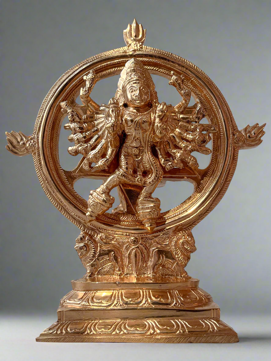 Chakrathalwar 7.5" Panchaloha Sculpture | The Radiance of Dharma, The Force of Truth