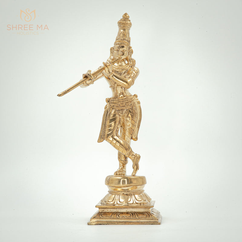 Krishna 10" | Handmade | Madhuchista-Vidhana (Lost-Wax casting) | Panchaloha Bronze from Swamimalai