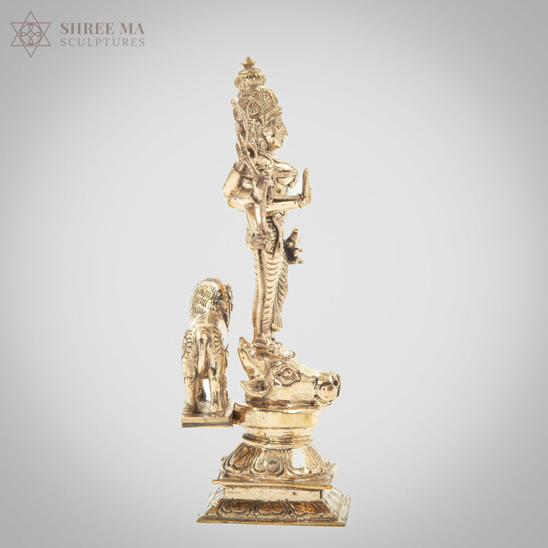 Durga with Lion 6" | Handmade | Madhuchista-Vidhana (Lost-Wax casting) | Panchaloha Bronze from Swamimalai