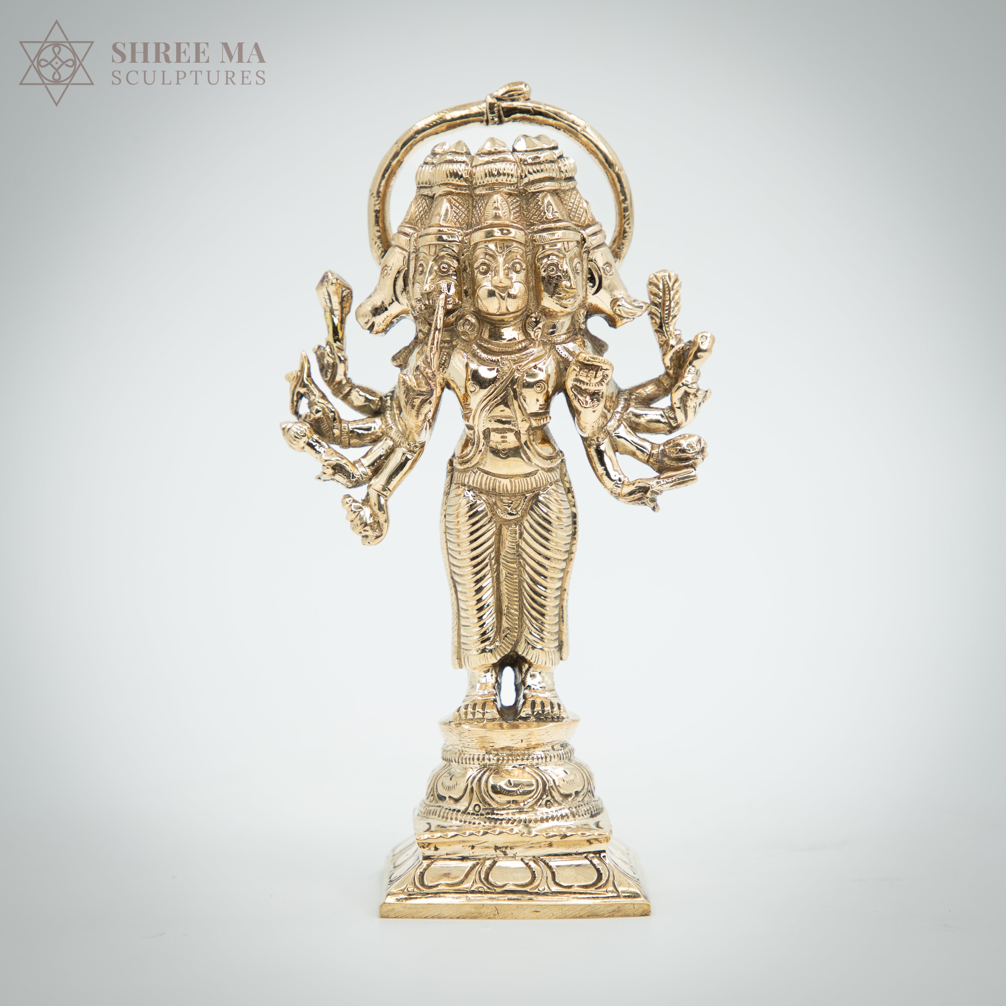 Panchamukhi Hanuman 6" | Handmade | Madhuchista-Vidhana (Lost-Wax casting) | Panchaloha Bronze from Swamimalai