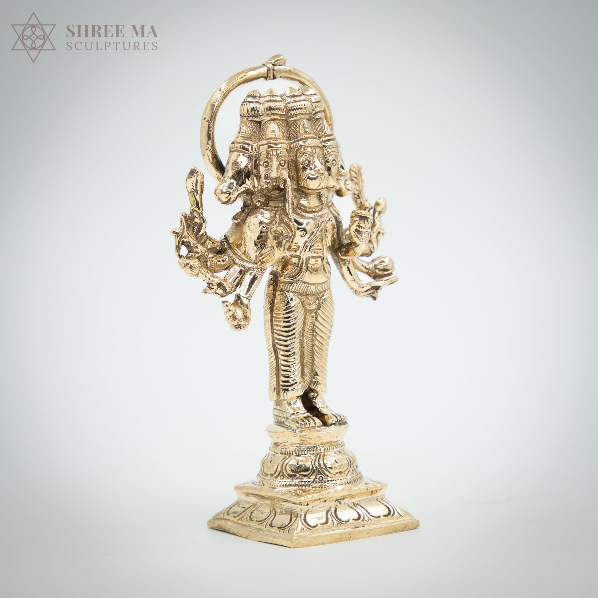 Panchamukhi Hanuman 6" | Handmade | Madhuchista-Vidhana (Lost-Wax casting) | Panchaloha Bronze from Swamimalai