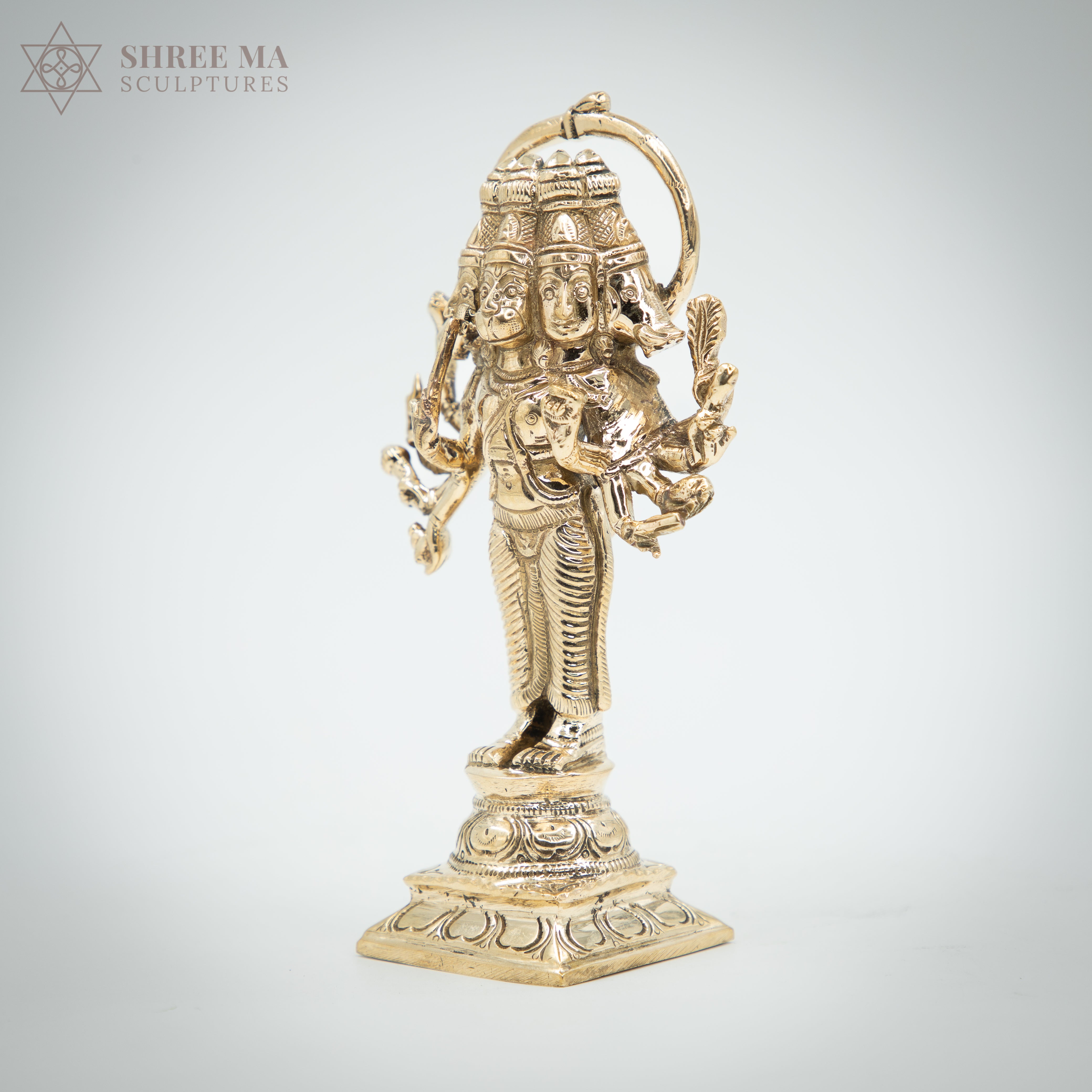 Panchamukhi Hanuman 6" | Handmade | Madhuchista-Vidhana (Lost-Wax casting) | Panchaloha Bronze from Swamimalai