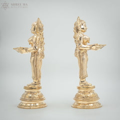 Paavai Vilakku (Deepa Lakshmi) set 11" inches | Handmade | Madhuchista-Vidhana (Lost-Wax casting) | Panchaloha Bronze from Swamimalai