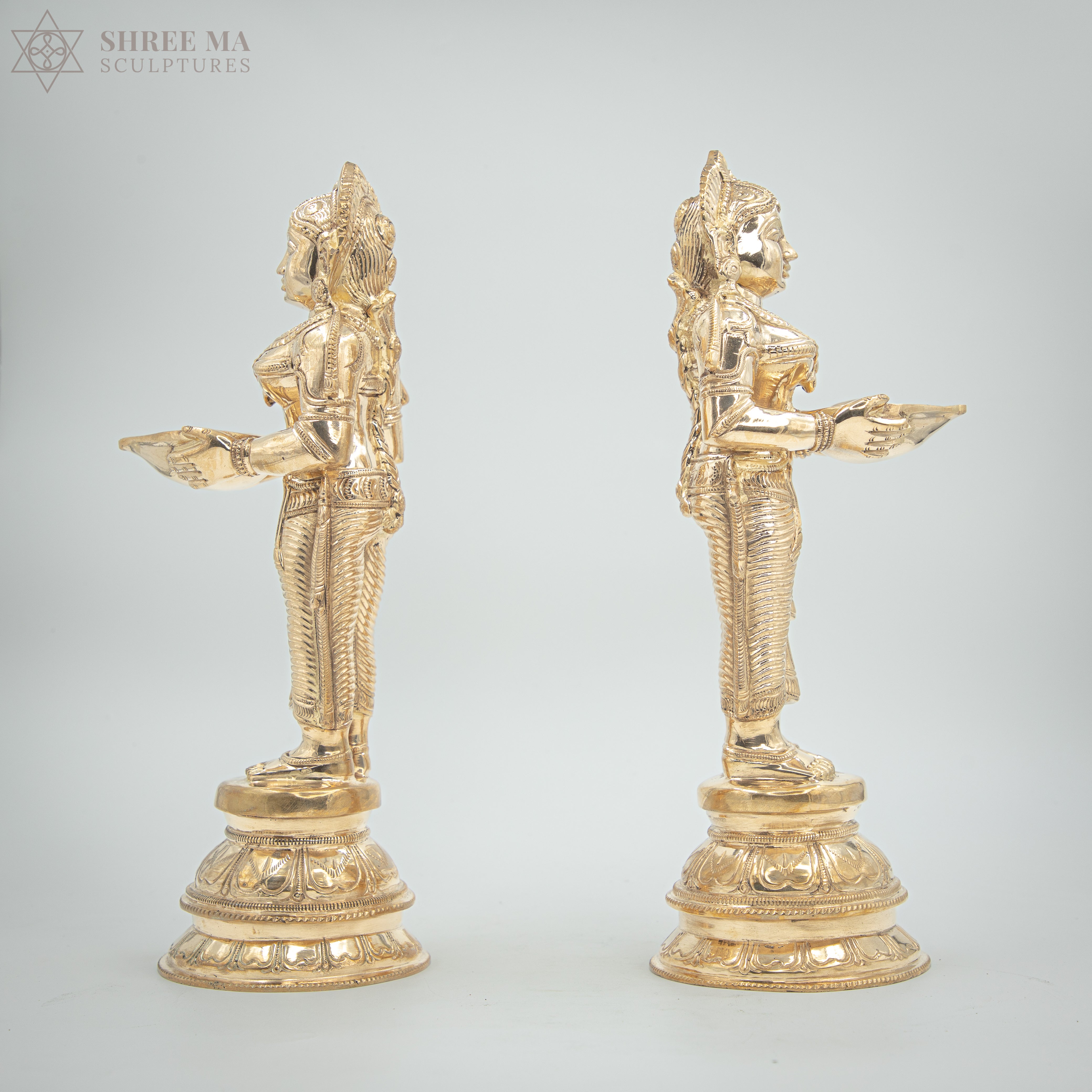 Paavai Vilakku (Deepa Lakshmi) set 11" inches | Handmade | Madhuchista-Vidhana (Lost-Wax casting) | Panchaloha Bronze from Swamimalai