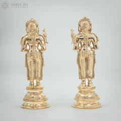 Paavai Vilakku (Deepa Lakshmi) set 11" inches | Handmade | Madhuchista-Vidhana (Lost-Wax casting) | Panchaloha Bronze from Swamimalai