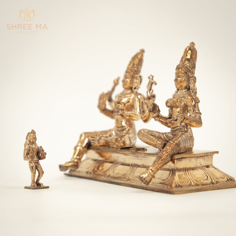 Somaskandar 6" | Handmade | Madhuchista-Vidhana (Lost-Wax casting) | Panchaloha Bronze from Swamimalai