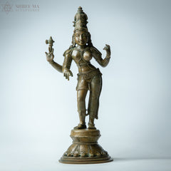 Ardhanarishwara 12" Panchaloha Bronze Statue – Antique Finish