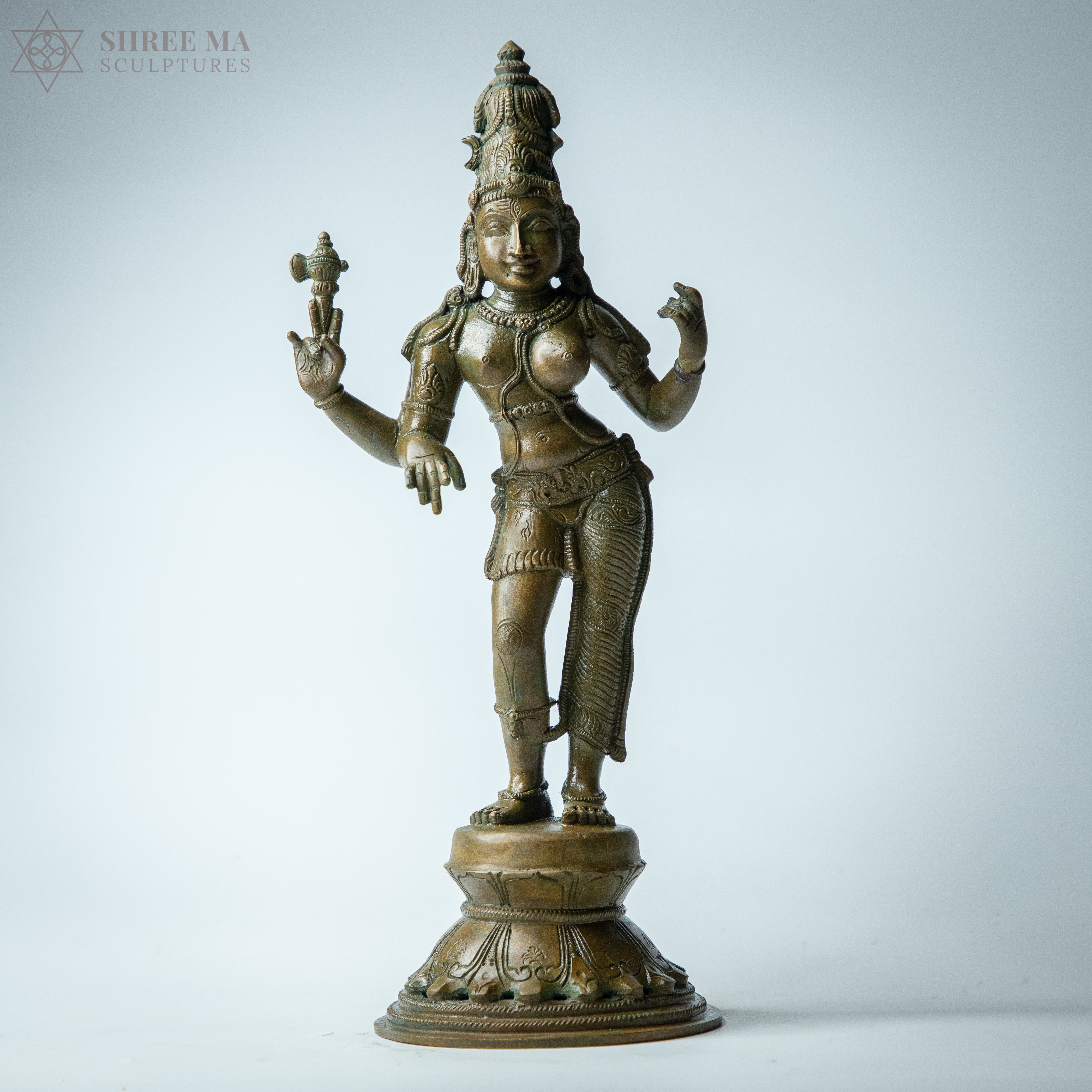 Ardhanarishwara 12" Panchaloha Bronze Statue – Antique Finish