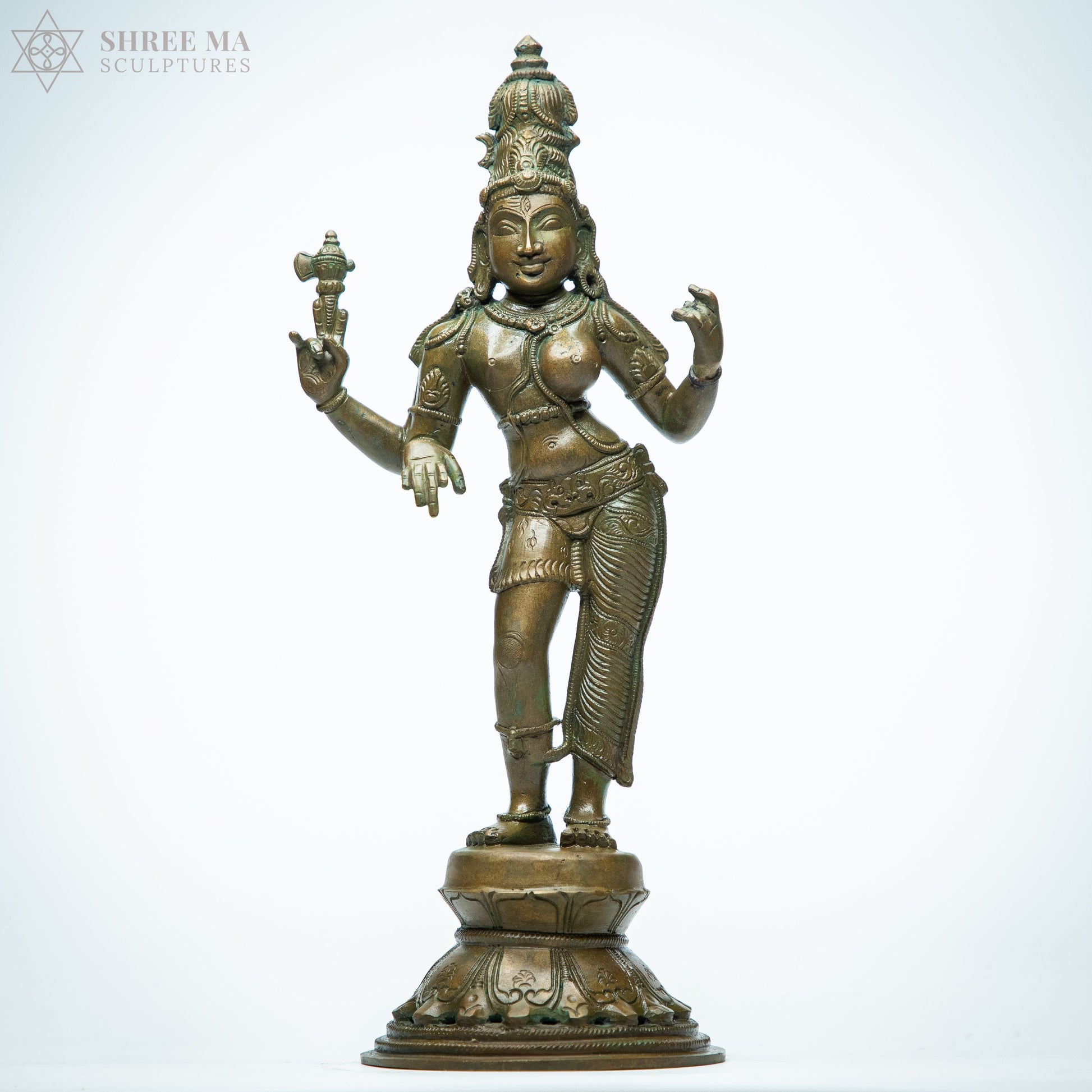 Ardhanarishwara 12" Panchaloha Bronze Statue – Antique Finish