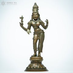 Ardhanarishwara 12" Panchaloha Bronze Statue – Antique Finish