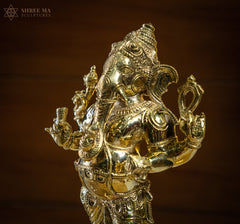 Standing Ganesha 13-Inch Panchaloha Bronze Idol – Handmade Natural-Finish Sculpture