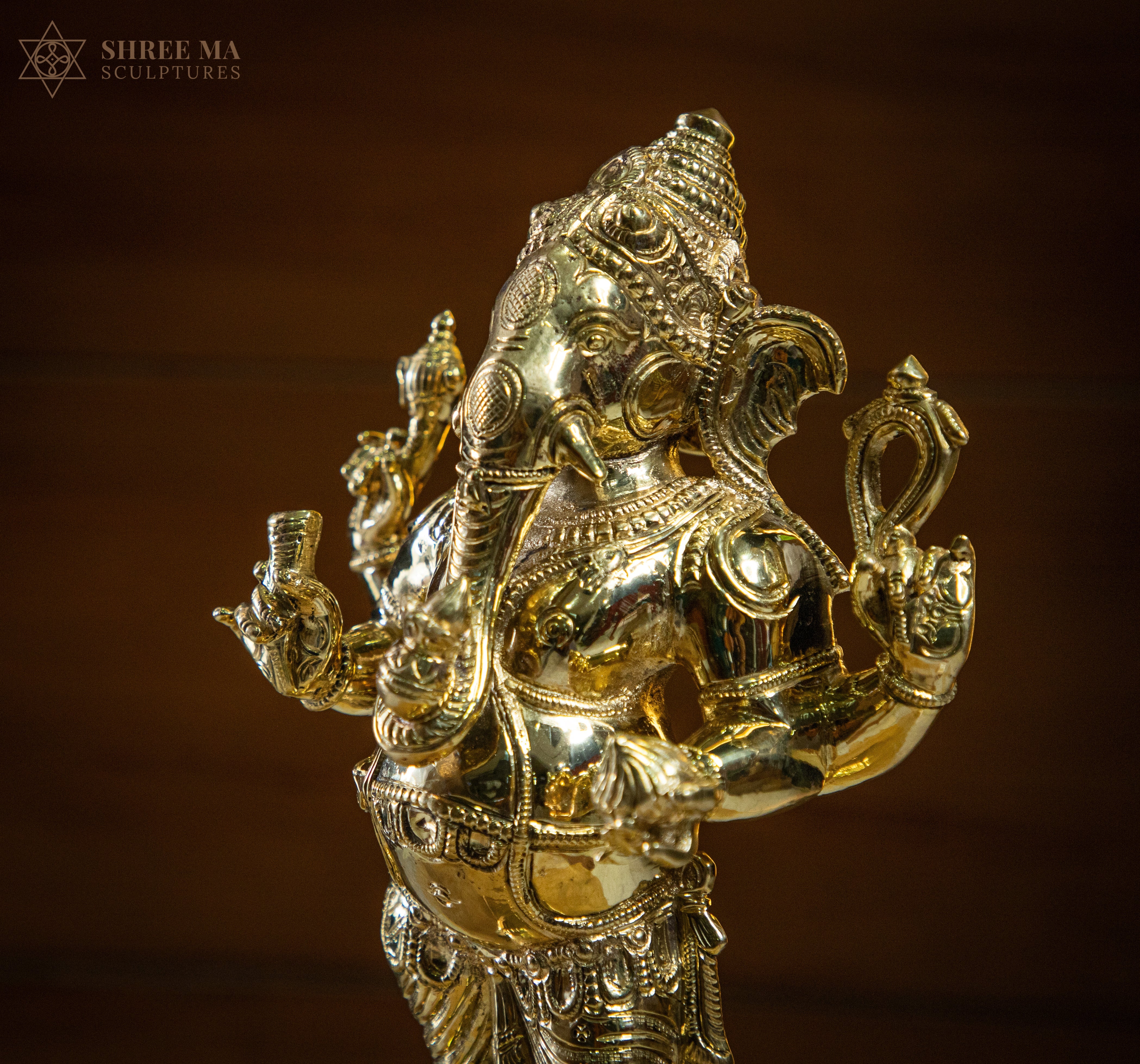 Standing Ganesha 13-Inch Panchaloha Bronze Idol – Handmade Natural-Finish Sculpture