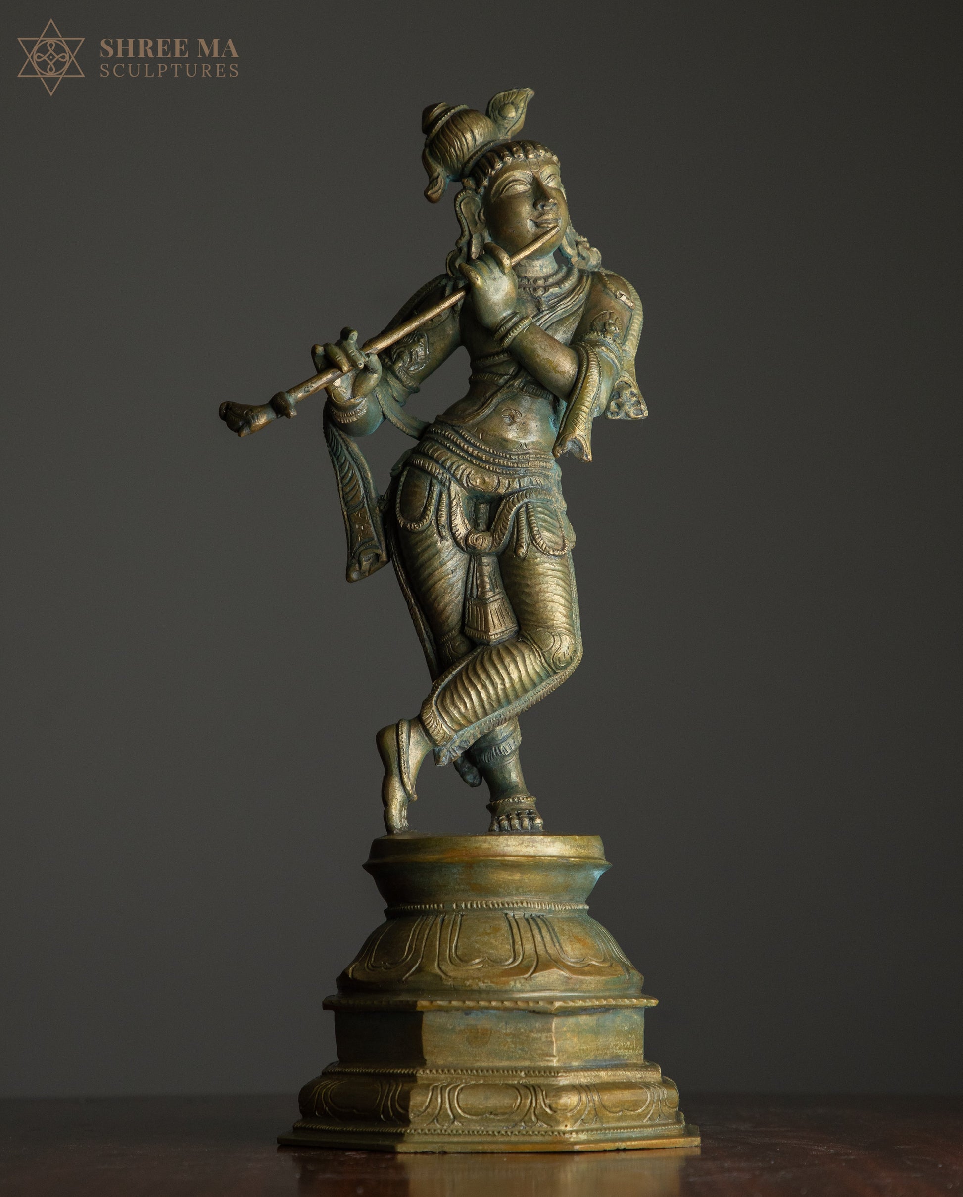 Krishna 15" Panchaloha Sculpture | The Enchanter Eternal