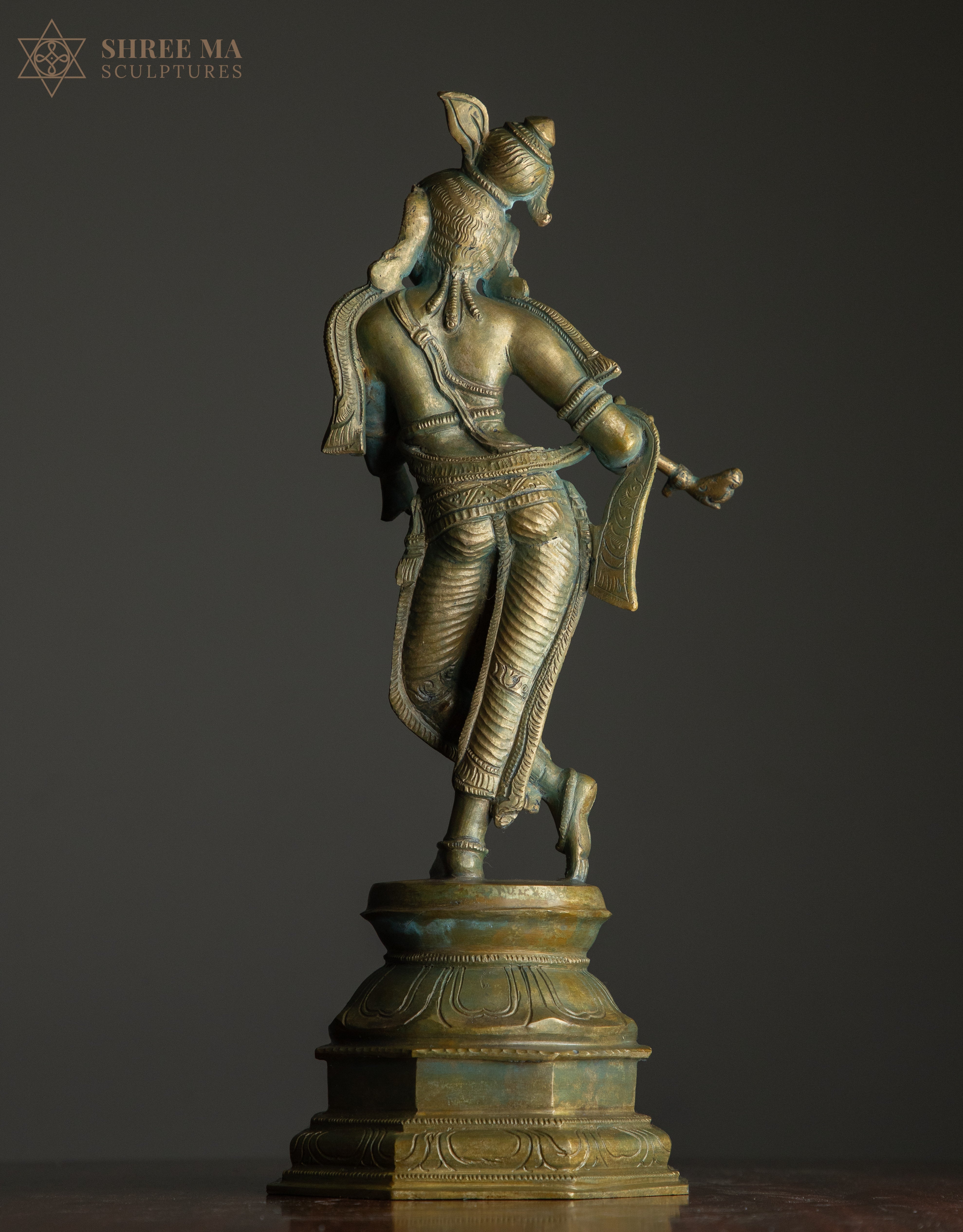 Krishna 15" Panchaloha Sculpture | The Enchanter Eternal