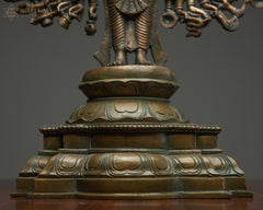 Sadashiva 20" Panchaloha Sculpture | 25 Heads, 50 Hands | Antique Finish | A Mystical Symphony in Bronze