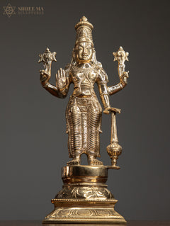 Vishnu 12" Panchaloha Sculpture | The Divine Preserver of Cosmic Harmony