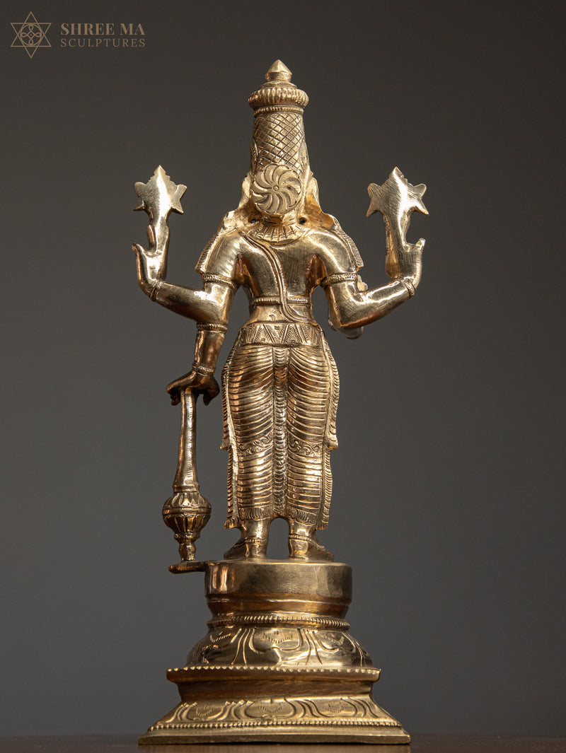 Vishnu 12" Panchaloha Sculpture | The Divine Preserver of Cosmic Harmony