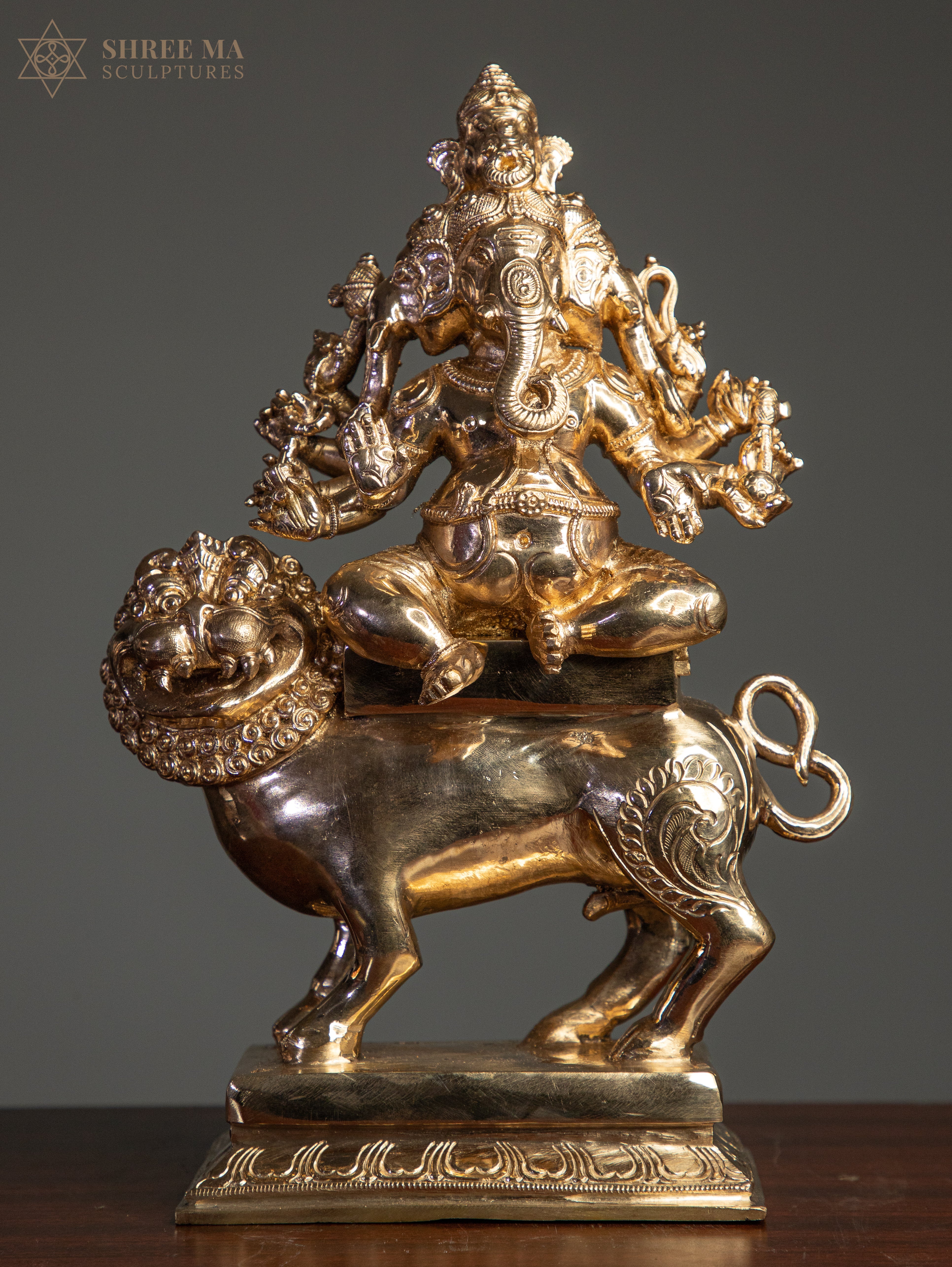 Heramba Ganapati 12-Inch Bronze Handmade Panchaloha Sculpture