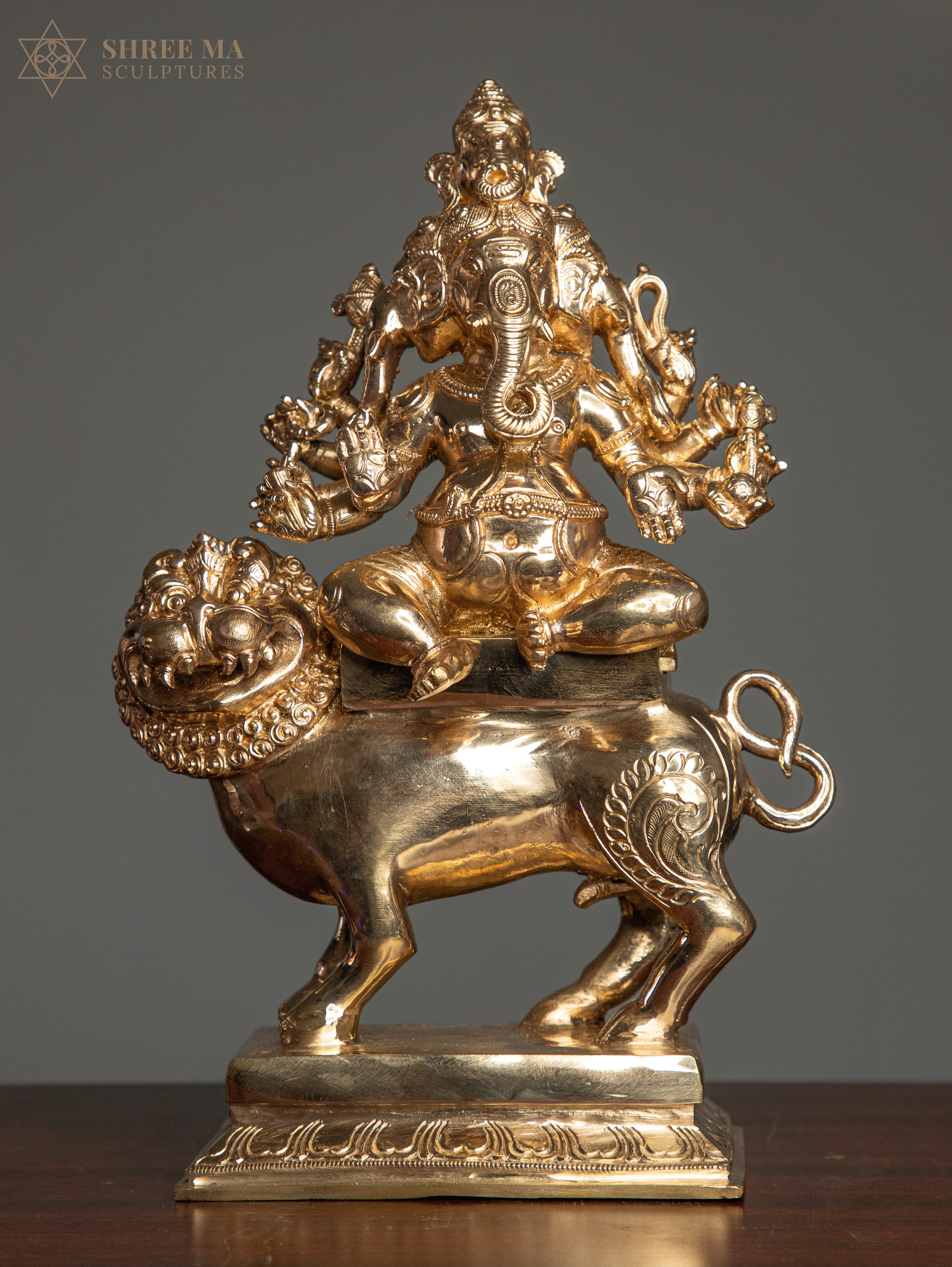 Heramba Ganapati 12-Inch Bronze Handmade Panchaloha Sculpture