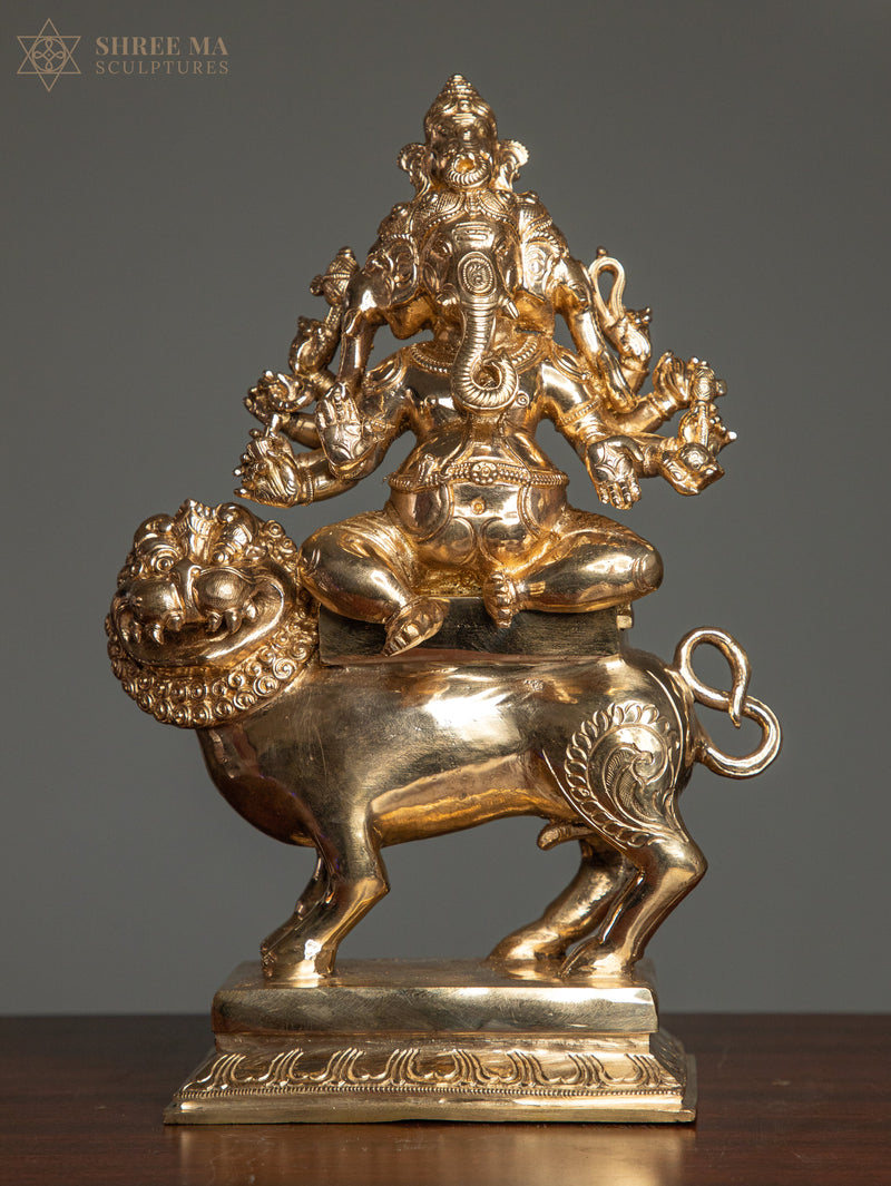 Heramba Ganapati 12-Inch Bronze Handmade Panchaloha Sculpture